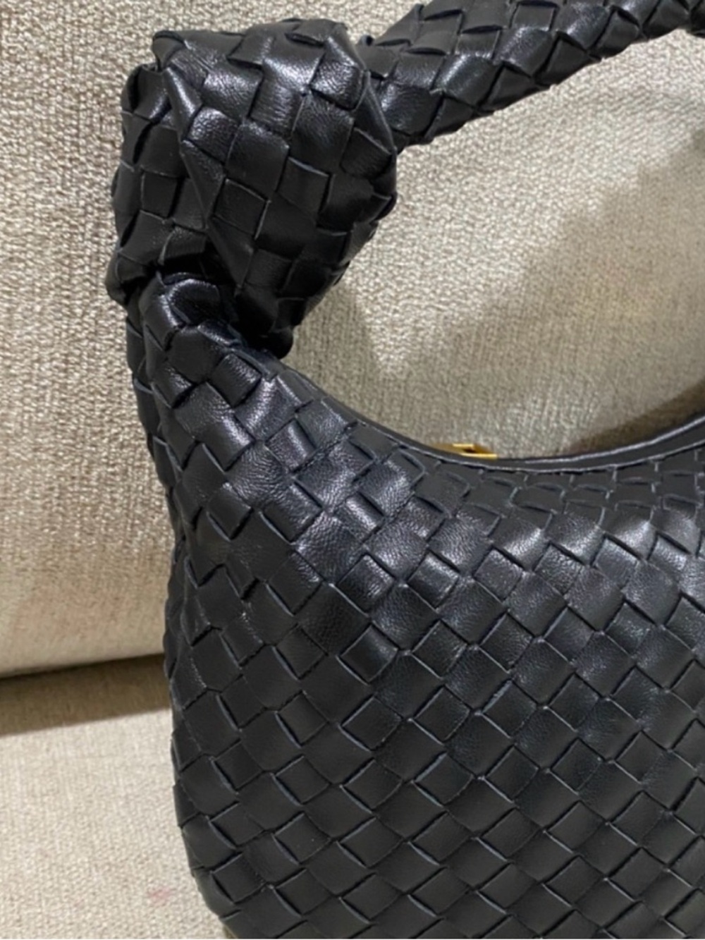Woven Hobo Shoulder Bag - Black - Picture 3 of 9